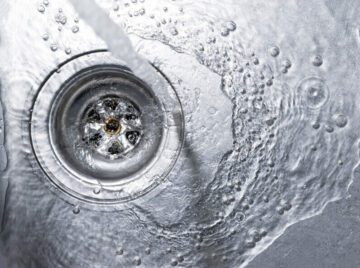 image of a clean sink drain