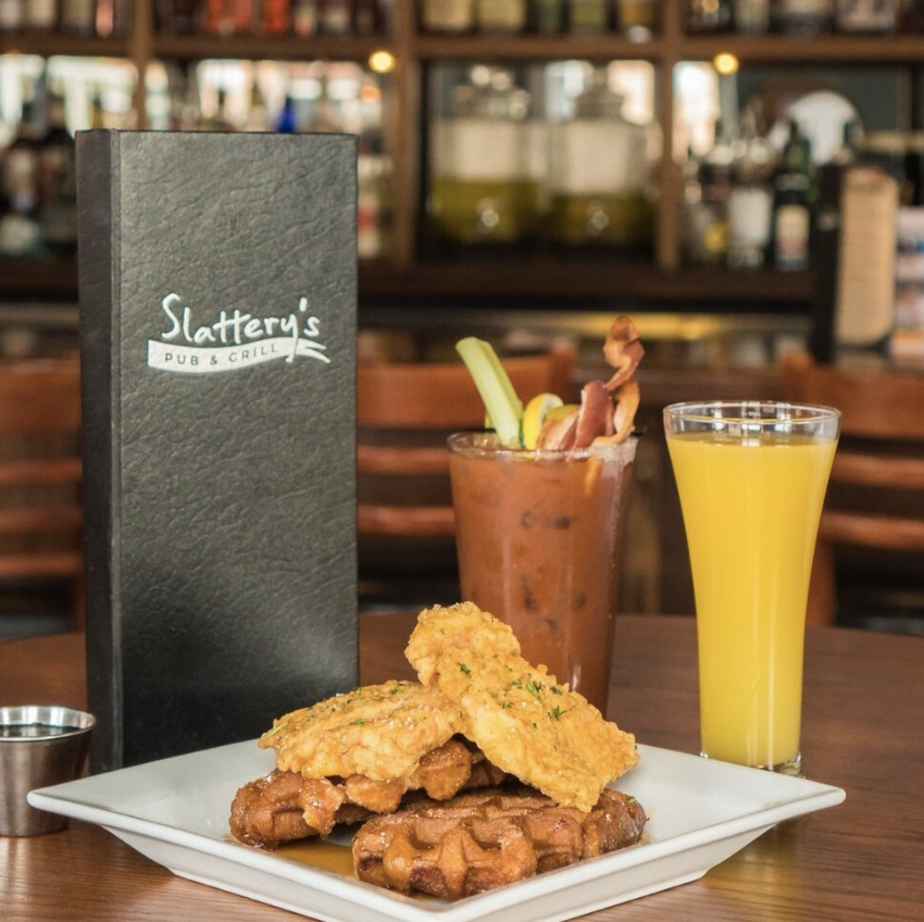 image of plate of food and drinks served at Slattery's Pub in Denver, Co from the blog Denver's Authentic Irish Pubs